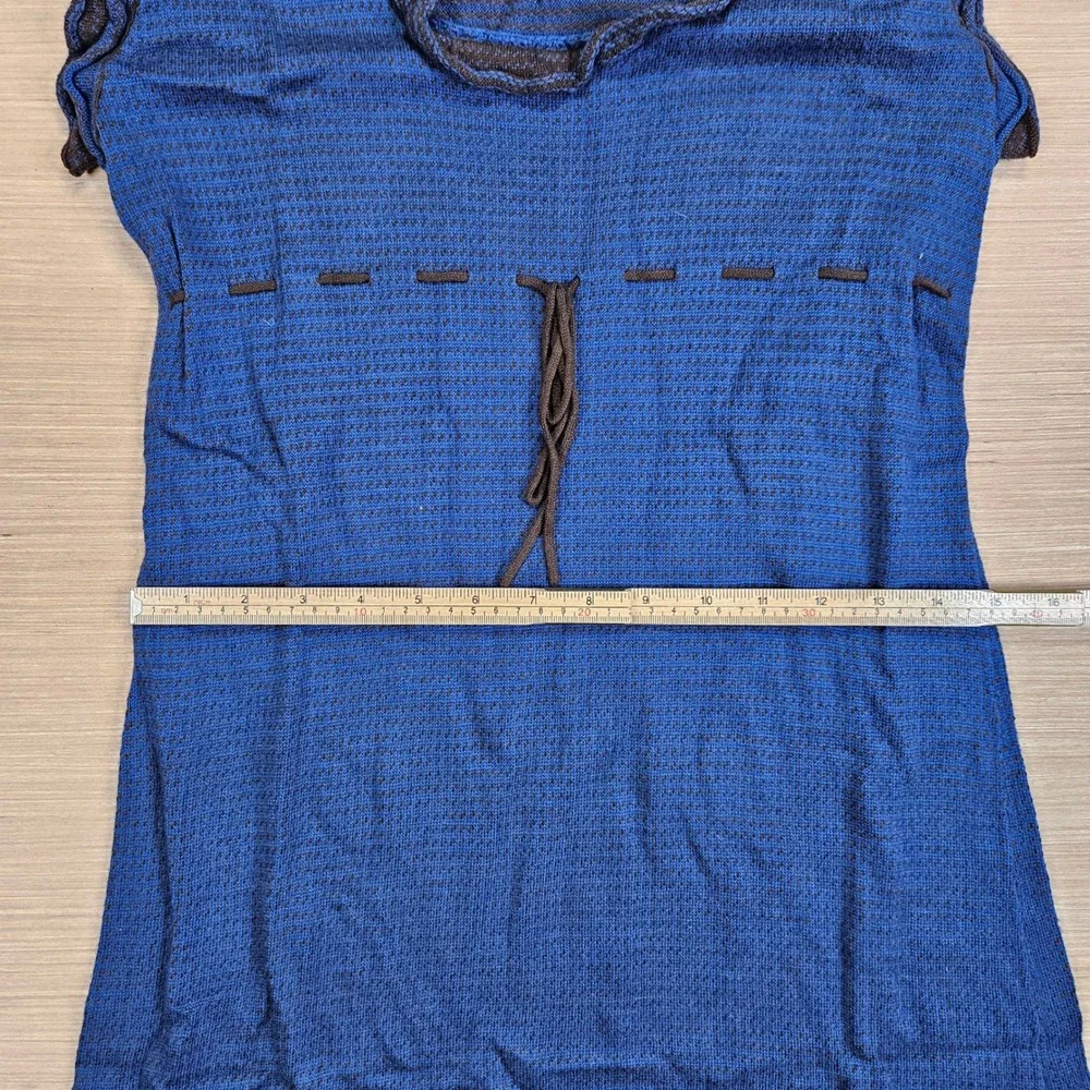 Chelsea & Violet Dress Women L Blue Sleeveless Knit‎ Ruffle Trim Drawstring